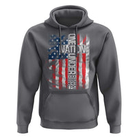 One Nation Under God Hoodie 4th Of July Patriotic Christian Vintage Cross American Flag - Wonder Print Shop