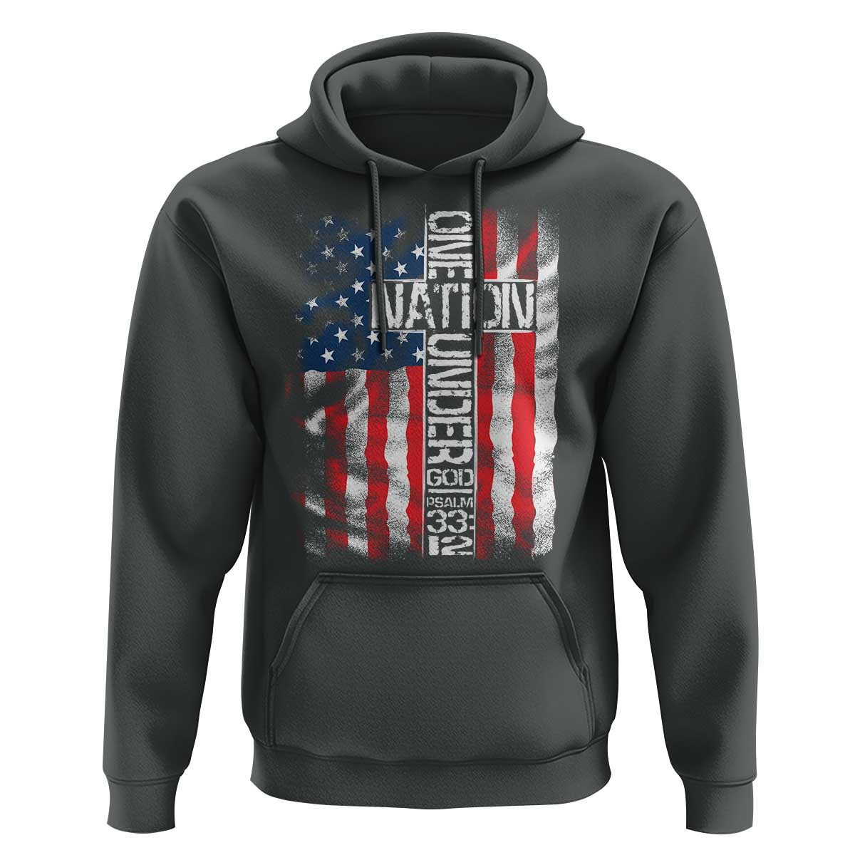 One Nation Under God Hoodie 4th Of July Patriotic Christian Vintage Cross American Flag - Wonder Print Shop
