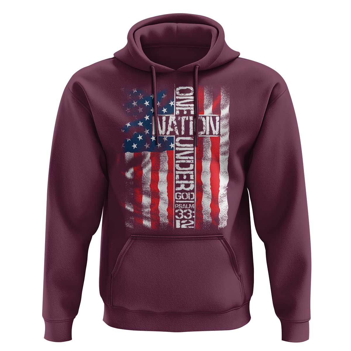 One Nation Under God Hoodie 4th Of July Patriotic Christian Vintage Cross American Flag - Wonder Print Shop