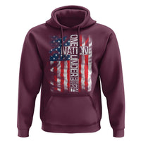 One Nation Under God Hoodie 4th Of July Patriotic Christian Vintage Cross American Flag - Wonder Print Shop