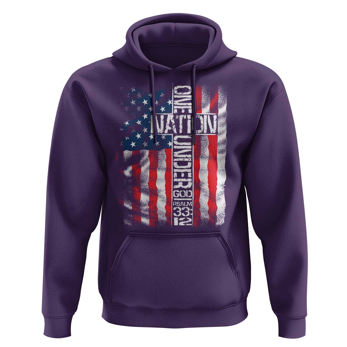One Nation Under God Hoodie 4th Of July Patriotic Christian Vintage Cross American Flag - Wonder Print Shop