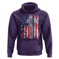 One Nation Under God Hoodie 4th Of July Patriotic Christian Vintage Cross American Flag - Wonder Print Shop