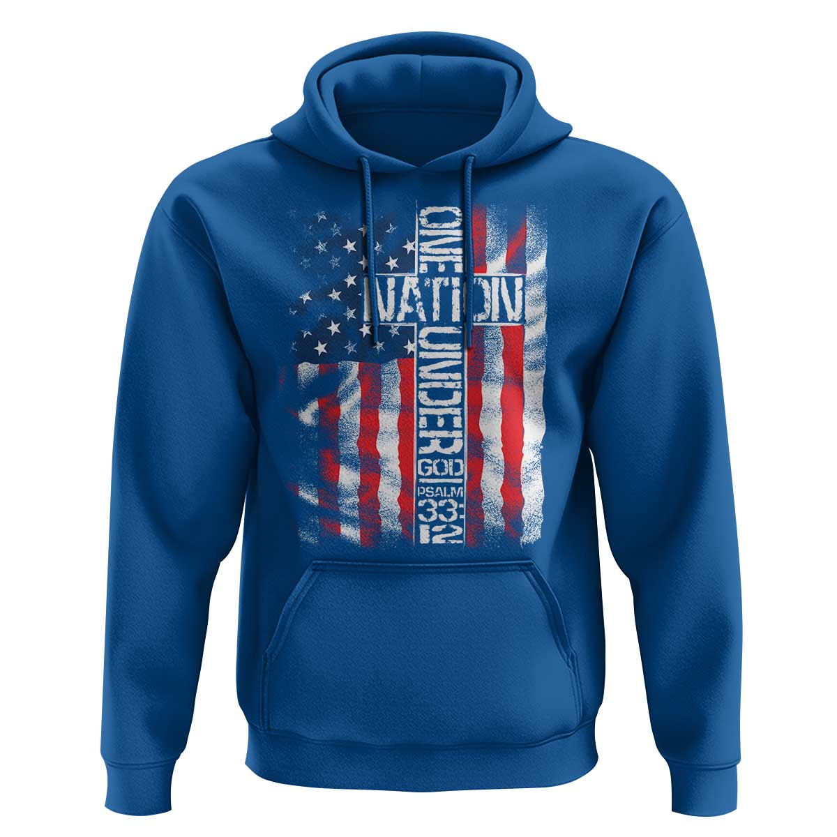 One Nation Under God Hoodie 4th Of July Patriotic Christian Vintage Cross American Flag - Wonder Print Shop