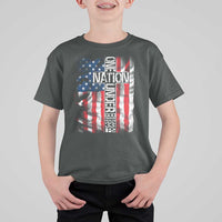 One Nation Under God T Shirt For Kid 4th Of July Patriotic Christian Vintage Cross American Flag - Wonder Print Shop