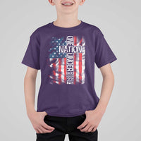One Nation Under God T Shirt For Kid 4th Of July Patriotic Christian Vintage Cross American Flag - Wonder Print Shop