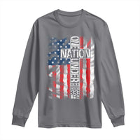 One Nation Under God Long Sleeve Shirt 4th Of July Patriotic Christian Vintage Cross American Flag - Wonder Print Shop