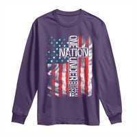 One Nation Under God Long Sleeve Shirt 4th Of July Patriotic Christian Vintage Cross American Flag - Wonder Print Shop