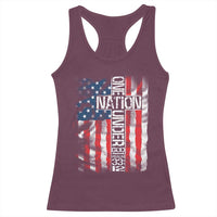 One Nation Under God Racerback Tank Top 4th Of July Patriotic Christian Vintage Cross American Flag - Wonder Print Shop