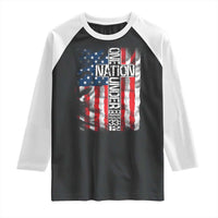 One Nation Under God Raglan Shirt 4th Of July Patriotic Christian Vintage Cross American Flag - Wonder Print Shop