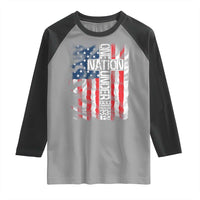 One Nation Under God Raglan Shirt 4th Of July Patriotic Christian Vintage Cross American Flag - Wonder Print Shop
