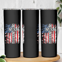 One Nation Under God Skinny Tumbler 4th Of July Patriotic Christian Vintage Cross American Flag - Wonder Print Shop