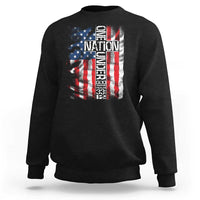 One Nation Under God Sweatshirt 4th Of July Patriotic Christian Vintage Cross American Flag - Wonder Print Shop