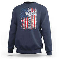 One Nation Under God Sweatshirt 4th Of July Patriotic Christian Vintage Cross American Flag - Wonder Print Shop