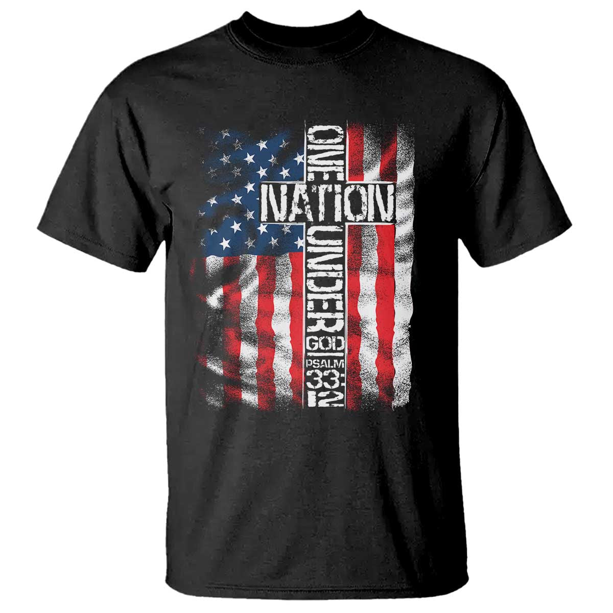 One Nation Under God T Shirt 4th Of July Patriotic Christian Vintage Cross American Flag - Wonder Print Shop