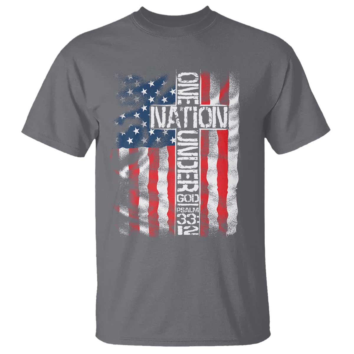 One Nation Under God T Shirt 4th Of July Patriotic Christian Vintage Cross American Flag - Wonder Print Shop