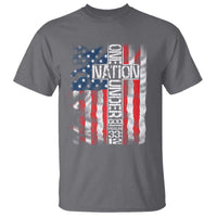 One Nation Under God T Shirt 4th Of July Patriotic Christian Vintage Cross American Flag - Wonder Print Shop
