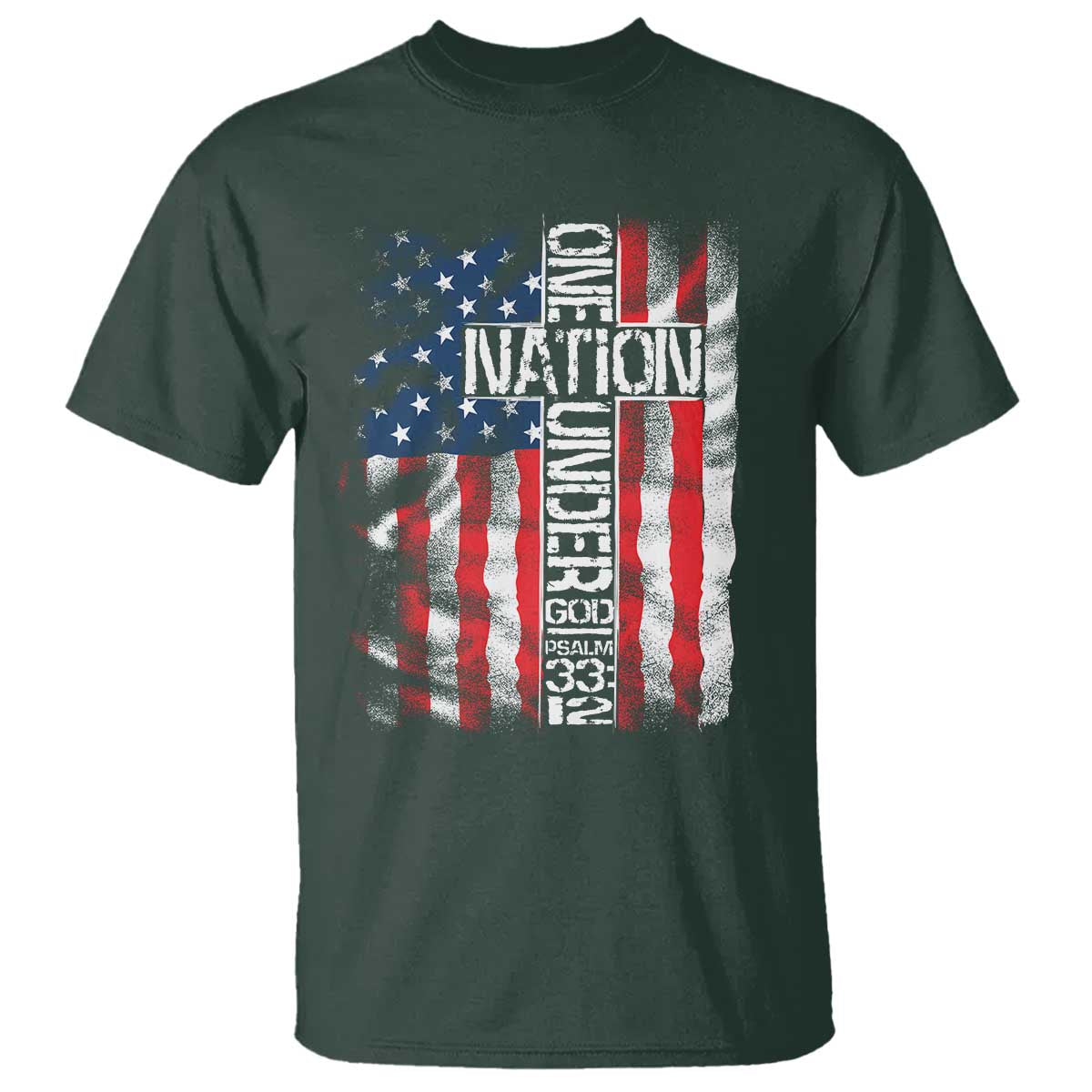 One Nation Under God T Shirt 4th Of July Patriotic Christian Vintage Cross American Flag - Wonder Print Shop