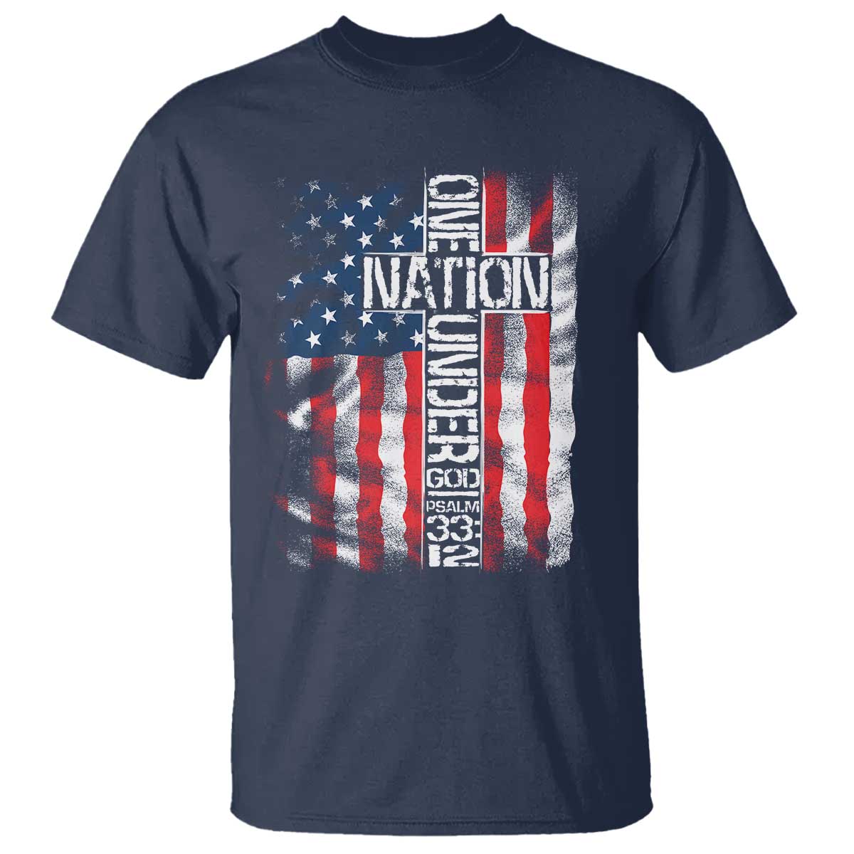 One Nation Under God T Shirt 4th Of July Patriotic Christian Vintage Cross American Flag - Wonder Print Shop