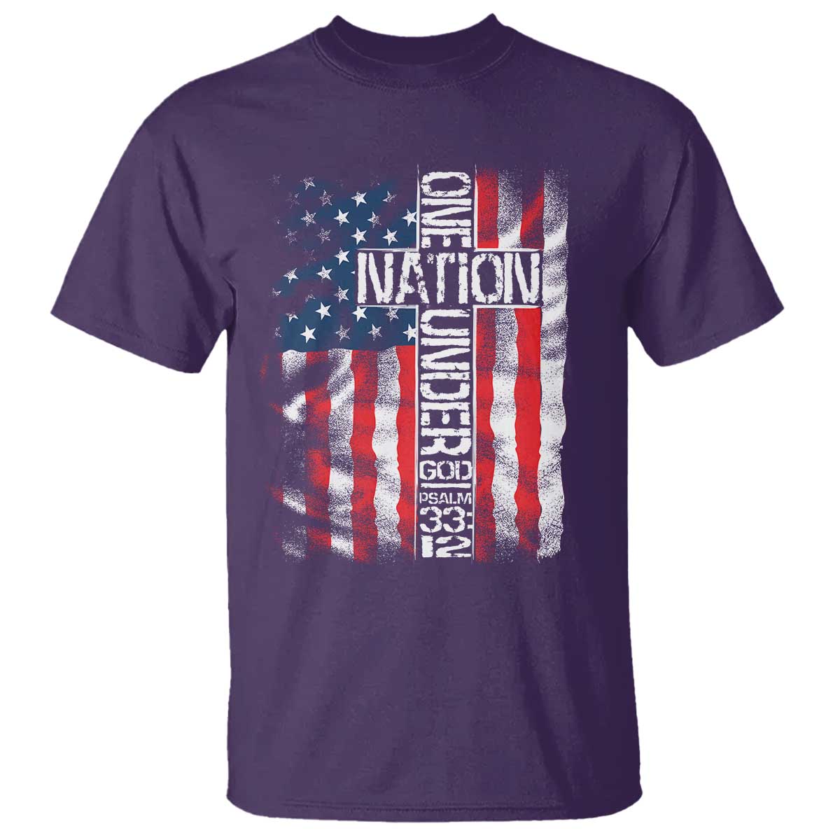 One Nation Under God T Shirt 4th Of July Patriotic Christian Vintage Cross American Flag - Wonder Print Shop
