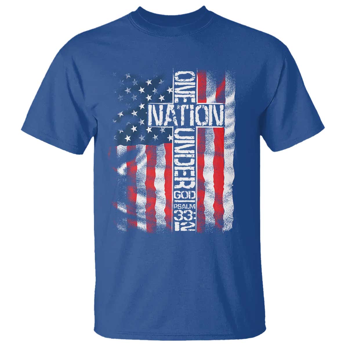 One Nation Under God T Shirt 4th Of July Patriotic Christian Vintage Cross American Flag - Wonder Print Shop