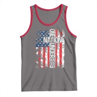 One Nation Under God Tank Top 4th Of July Patriotic Christian Vintage Cross American Flag - Wonder Print Shop