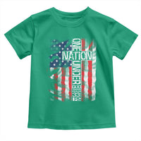 One Nation Under God Toddler T Shirt 4th Of July Patriotic Christian Vintage Cross American Flag - Wonder Print Shop