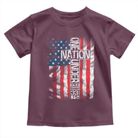 One Nation Under God Toddler T Shirt 4th Of July Patriotic Christian Vintage Cross American Flag - Wonder Print Shop