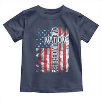 One Nation Under God Toddler T Shirt 4th Of July Patriotic Christian Vintage Cross American Flag - Wonder Print Shop