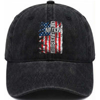 One Nation Under God Washed Cotton Baseball Cap 4th Of July Patriotic Christian Vintage Cross American Flag