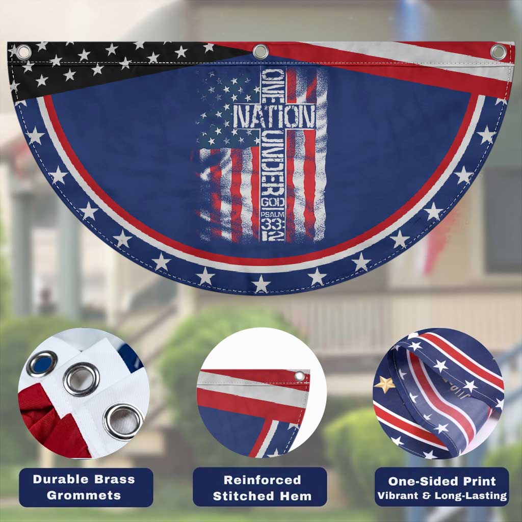 One Nation Under God Patriotic Fan Flag 4th Of July Christian Vintage Cross American Flag