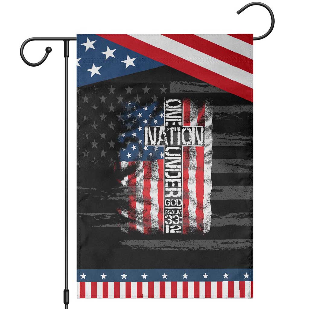 One Nation Under God Garden Flag 4th Of July Patriotic Christian Vintage Cross American Flag