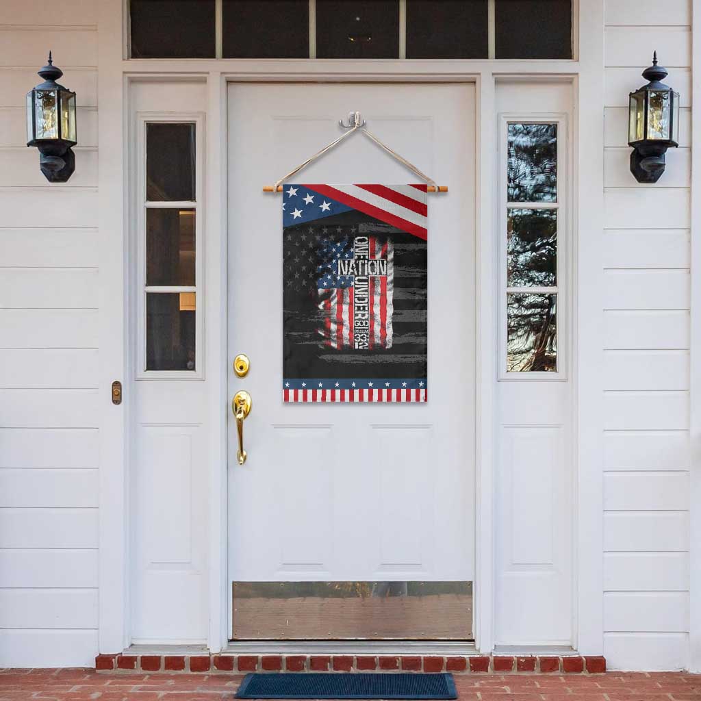One Nation Under God Garden Flag 4th Of July Patriotic Christian Vintage Cross American Flag
