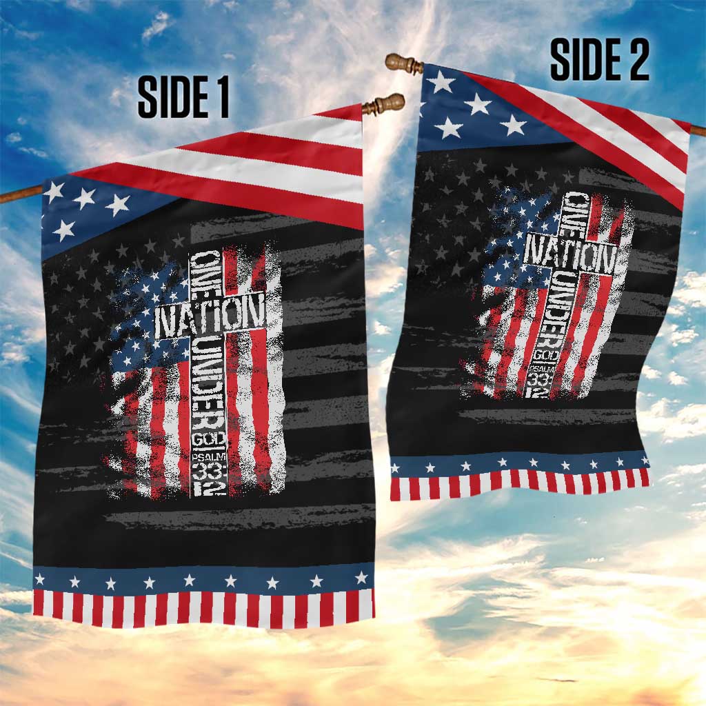 One Nation Under God Garden Flag 4th Of July Patriotic Christian Vintage Cross American Flag
