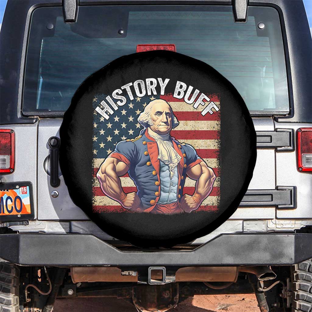 Funny George Washington Weightlifting History Buff Spare Tire Cover 4th of July Patriotic - Wonder Print Shop