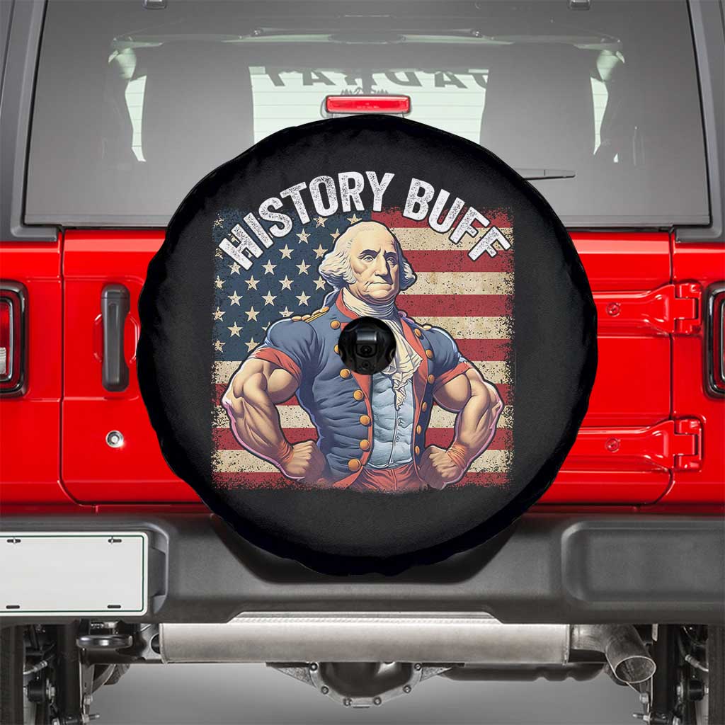 Funny George Washington Weightlifting History Buff Spare Tire Cover 4th of July Patriotic - Wonder Print Shop