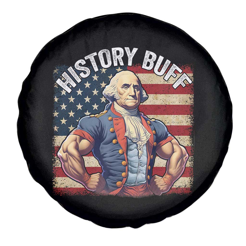 Funny George Washington Weightlifting History Buff Spare Tire Cover 4th of July Patriotic - Wonder Print Shop