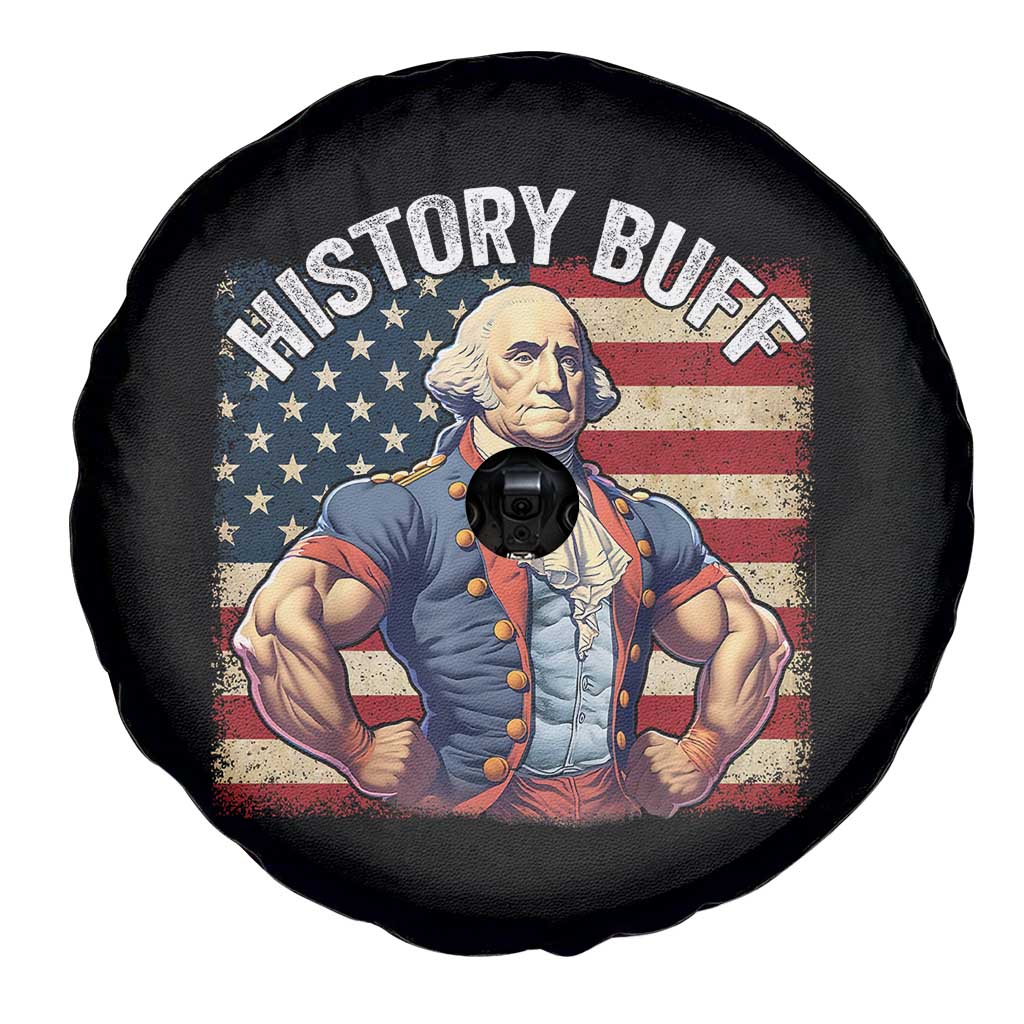 Funny George Washington Weightlifting History Buff Spare Tire Cover 4th of July Patriotic - Wonder Print Shop