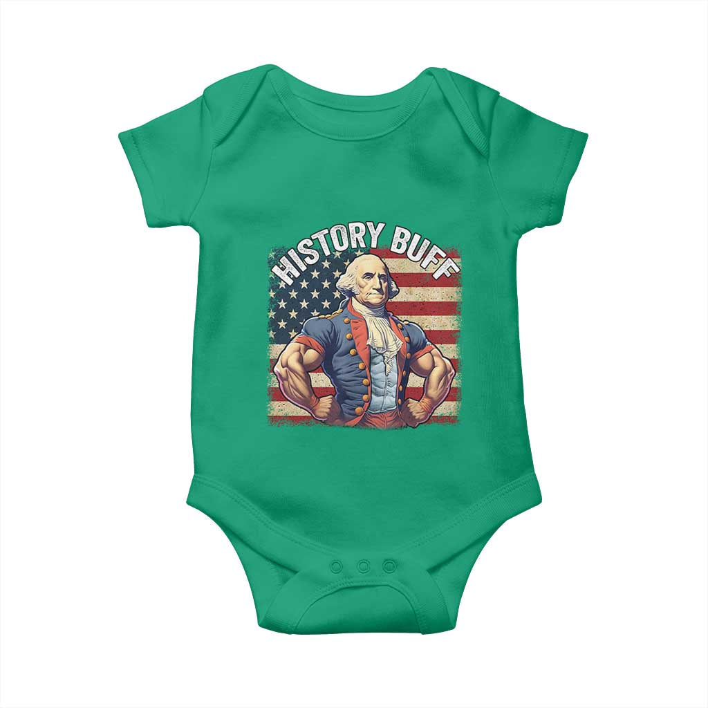 Funny George Washington Weightlifting History Buff Baby Onesie 4th of July Patriotic - Wonder Print Shop