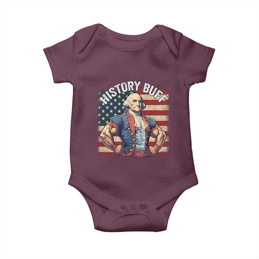 Funny George Washington Weightlifting History Buff Baby Onesie 4th of July Patriotic - Wonder Print Shop