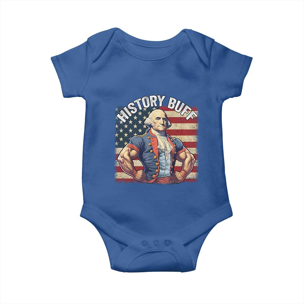 Funny George Washington Weightlifting History Buff Baby Onesie 4th of July Patriotic - Wonder Print Shop