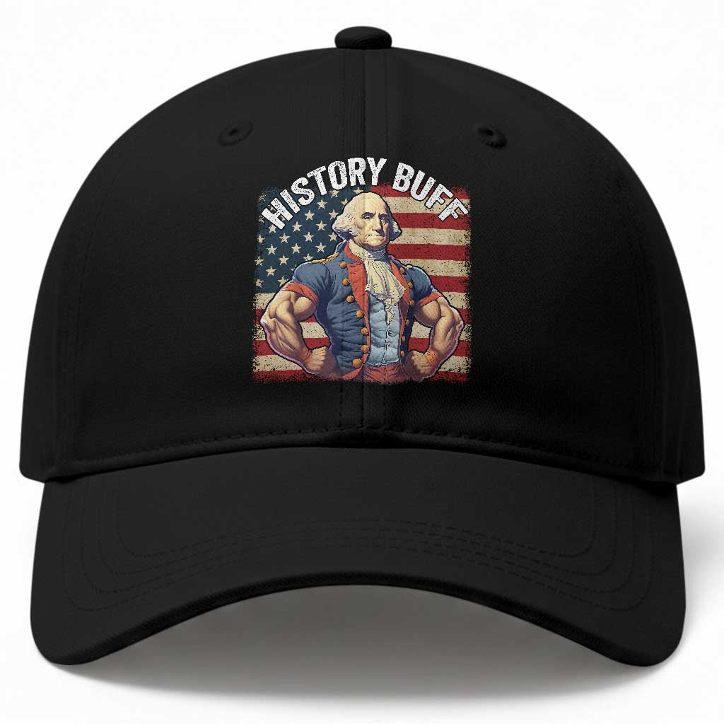 Funny George Washington Weightlifting History Buff Baseball Cap 4th of July Patriotic