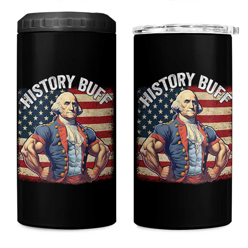 Funny George Washington Weightlifting History Buff 4 in 1 Can Cooler Tumbler 4th of July Patriotic - Wonder Print Shop
