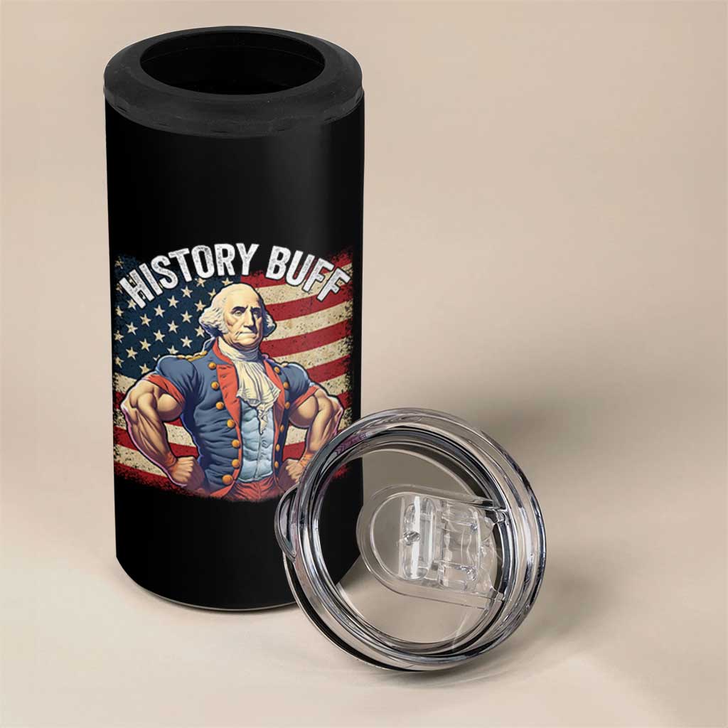 Funny George Washington Weightlifting History Buff 4 in 1 Can Cooler Tumbler 4th of July Patriotic - Wonder Print Shop