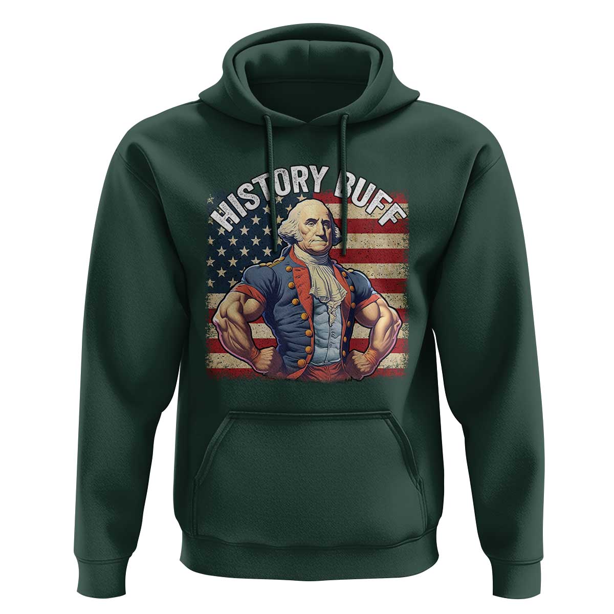 Funny George Washington Weightlifting History Buff Hoodie 4th of July Patriotic - Wonder Print Shop