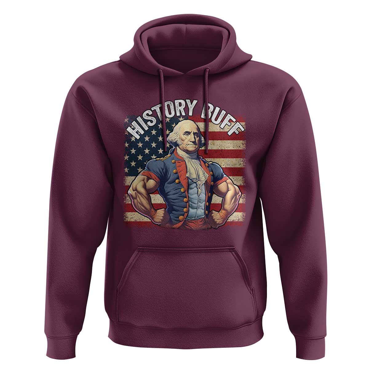 Funny George Washington Weightlifting History Buff Hoodie 4th of July Patriotic - Wonder Print Shop