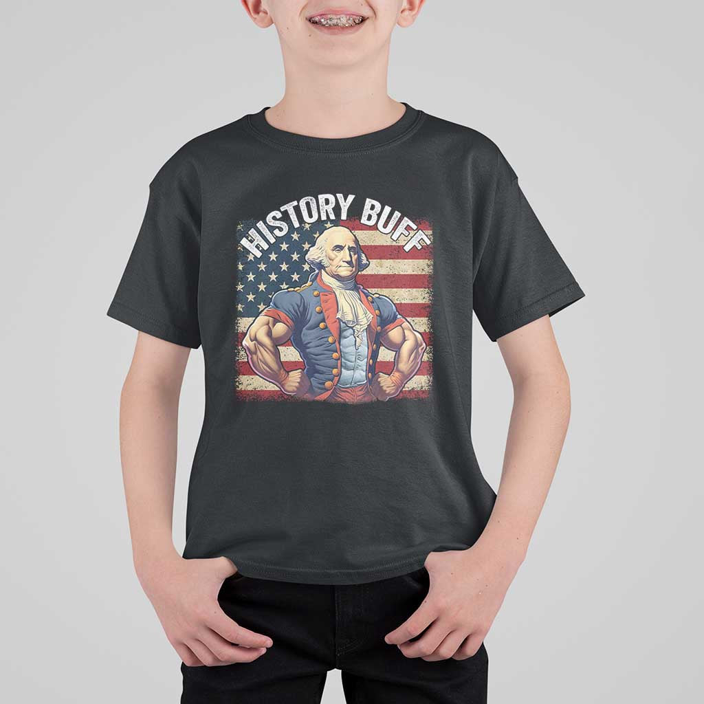 Funny George Washington Weightlifting History Buff T Shirt For Kid 4th of July Patriotic - Wonder Print Shop
