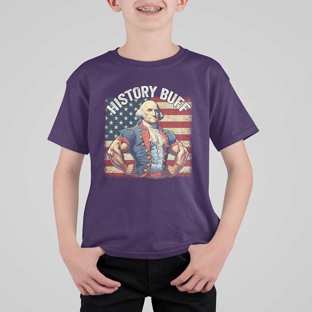 Funny George Washington Weightlifting History Buff T Shirt For Kid 4th of July Patriotic - Wonder Print Shop