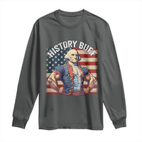 Funny George Washington Weightlifting History Buff Long Sleeve Shirt 4th of July Patriotic - Wonder Print Shop