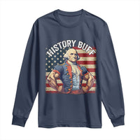 Funny George Washington Weightlifting History Buff Long Sleeve Shirt 4th of July Patriotic - Wonder Print Shop