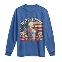 Funny George Washington Weightlifting History Buff Long Sleeve Shirt 4th of July Patriotic - Wonder Print Shop